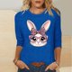 thumbnail image 2 of Camisetas Casuales de las Mujeres Impresas 3/4 Manga Cuello Redondo Blusa, Moda Ligera Superior para el Hogar Y el Uso Diario, Cómoda Imitación de la Tela Del Estante, 2 of 6