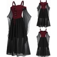 thumbnail image 2 of Venta de disfraces Vestido vintage de Halloween para mujer, gótico, con mangas de mariposa, corsé de talla grande, hombros descubiertos, con cordones, vestido medieval para fiesta de graduación, 2 of 5