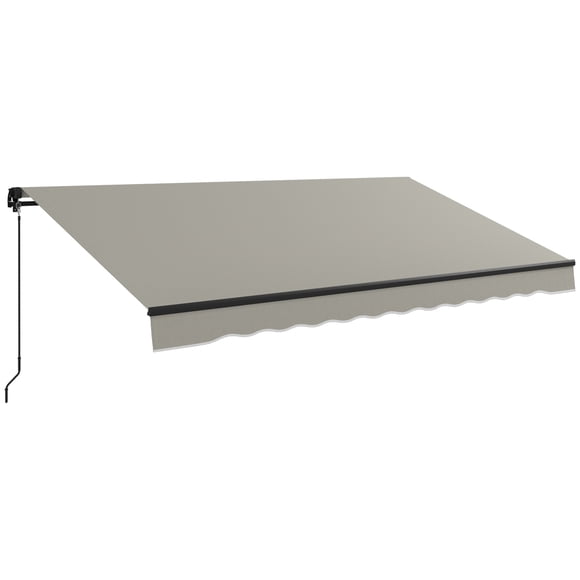 Outsunny 12' x 10' Patio Retractable Awning Sunshade Shelter, Light Grey