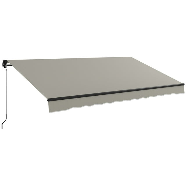 Outsunny 12' x 10' Patio Retractable Awning Sunshade Shelter, Light Grey