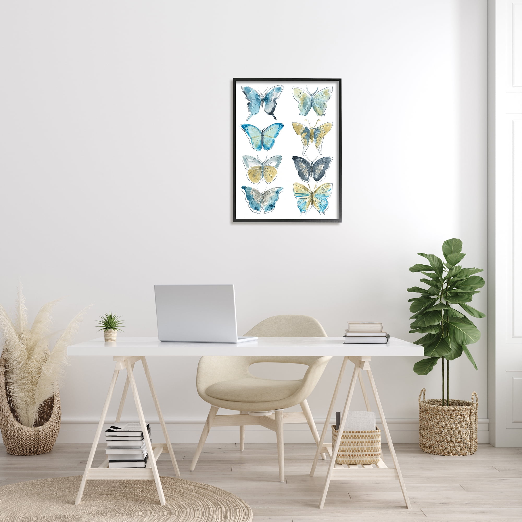 Stupell Varied Butterflies Insect Patterns Animals & Insects Painting Black Framed Art Print Wall Art
