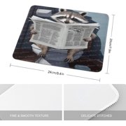 Cute Rectangle Gaming Mouse Pad, Funny Mouse Mat for Computer Desk Laptop Office Home Gaming Working Computers, Raccoon Reading News, Gift for Christmas 8x10 Inch