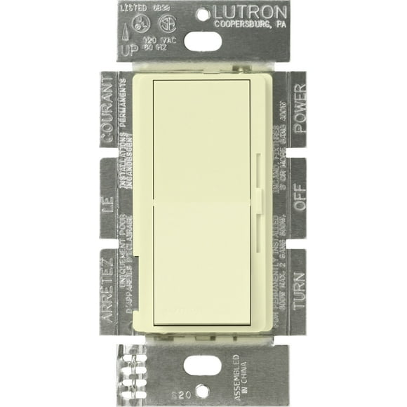 Lutron Diva Dimmer Switch for Incandescent Bulbs, 1000-Watt/Single-Pole Preset, DV-10P-AL, Almond