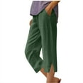 thumbnail image 2 of Soki Women's Linen Pants Casual Summer Capris Loose Fit Lightweight Drawstring Waisted Cropped Pants with Pockets, 2 of 4