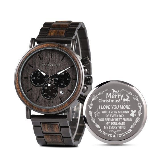 Reloj 2win W*Q26-1 de 44 mm de madera y acero con cronógrafo