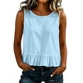 thumbnail image 5 of Pounoo Tank Tops for Women Crew Neck Ruffle Hem Sleeveless Tops for Women Relaxed Fit Beach Resort Cute Casual Tops for Women, 5 of 7