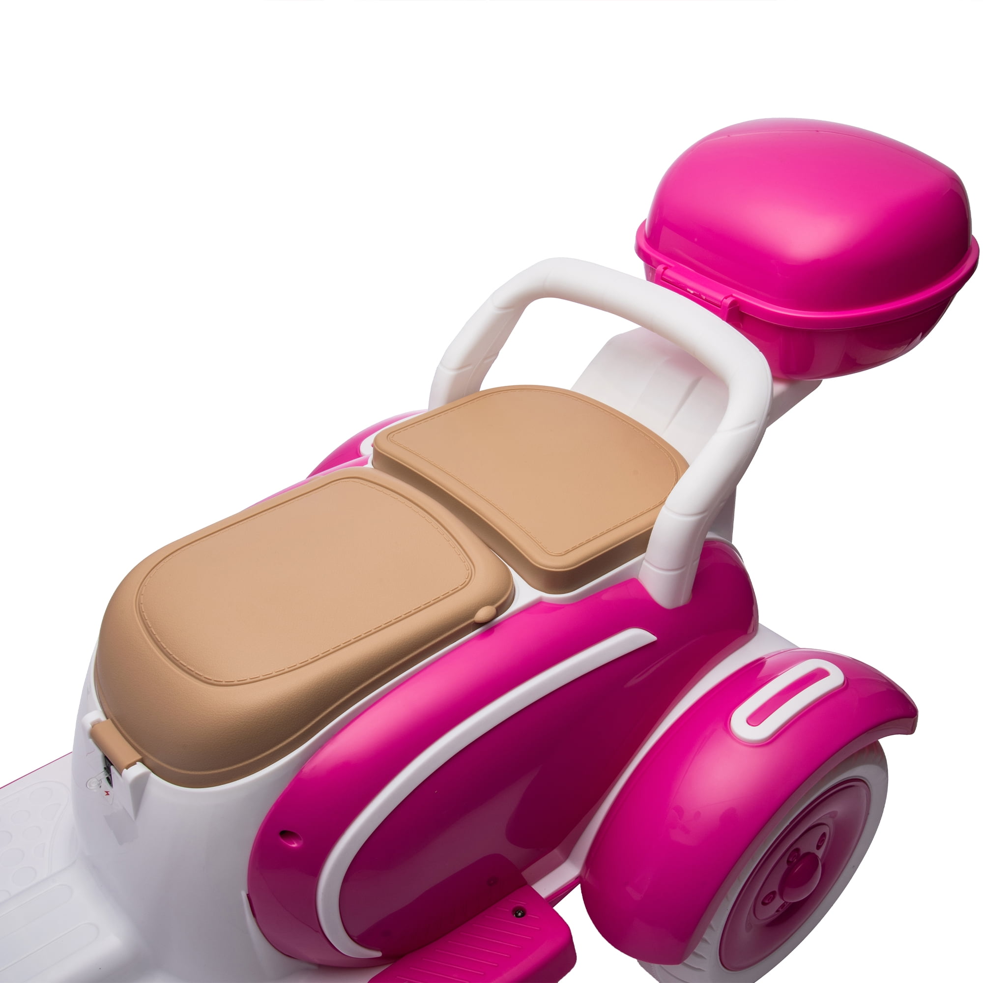 Urday 12V Kids Electric Motorcycle with Parent Seat, Dual 25W Motors 3-Wheeled Ride On Toy, Bluetooth Music, USB, High Weight Capacity 132 lbs, Beige