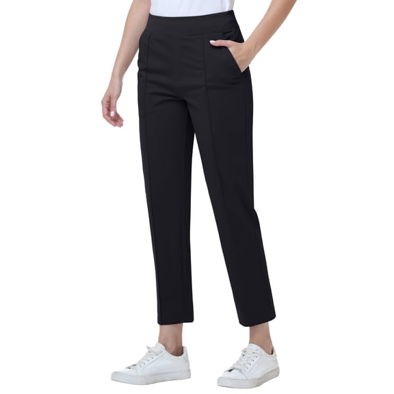 Pdbokew Womens Golf Pants Lightweight with Zipper Pockets Petite Ankle Dressy Golf Work Business Casual Slacks Black M