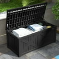 thumbnail image 4 of Uforic Outdoor 120 Gallon Large Resin Deck Box, Outdoor Storage Boxes with X-Shaped Front, for Patio Garden, Waterproof & Lockable, Black, 4 of 6