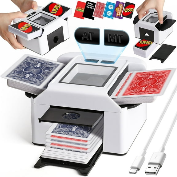 Hot Bee  Automatic & Manual Card Shuffler, Rechargeable 2 Decks Electric Shuffler, Quiet Portable Shuffle Machine for Board Games, Poker, Card Party Gift