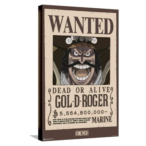 One Piece - Gol D Roger Wanted Poster Canvas Wall Poster, 14.725" x 22.375"