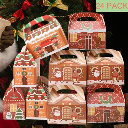 SHCKE 24-PACK Christmas Gift Boxes Xmas Holiday Boxes Christmas Gift Boxes Holiday Goodie Paper Boxes Xmas Treats Party Favors Candy Cookie Boxe