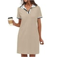 thumbnail image 2 of Admvng Plus Size Dresses for Women Solid Dresses Short Sleeve V Neck Casual Summer Tennis Golf Mini Shirt Dress with Pockets S-2XL, 2 of 9