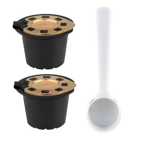 

Fancy 2Pcs Refillable Reusable Coffee Capsule Filter Pods Cup for Nespresso with Spoon