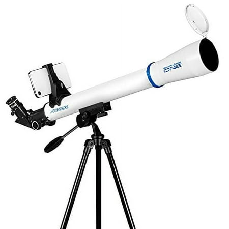 Explore One - 50mm Refractor Telescope with Panhandle Mount and Astronomy App - White