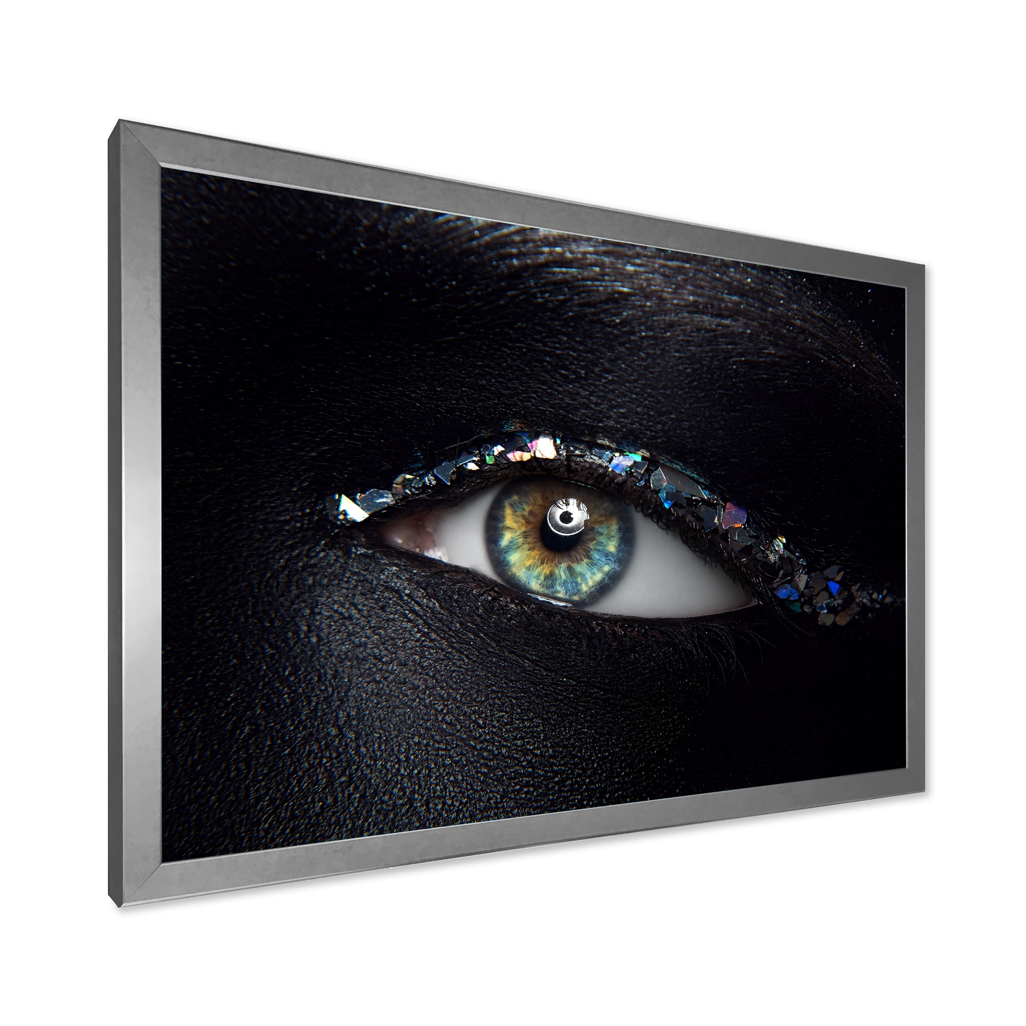 Designart 'Girl Eyes With Multi-Colored Glass Sparkles' Modern Framed Art Print