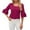 Hot Pink, variant on Giftesty Womens Tops Plus Size Women's Casual Solid Color Neck Ruffled Middle Sleeve Loose T-Shirt Top