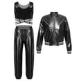 thumbnail image 3 of iixpin Kids Girls Sequins Jacket Crop Top and Harem Pants Set Hip Hop Street Dance Outfits Modern Dancewear Black 6, 3 of 4