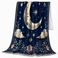 thumbnail image 2 of Celestial Dreaming Moon Floral Vines Stars, Peaceful Celestial Art Scene, Warm Flannel Blanket for Sunroom and Reading Nook, Celestial Art Lovers Valentine's Day Gift, Celestial Home Decor, 2 of 9