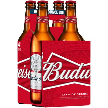 Budweiser Lager Beer, 4 pack, 16 fl oz Bottle