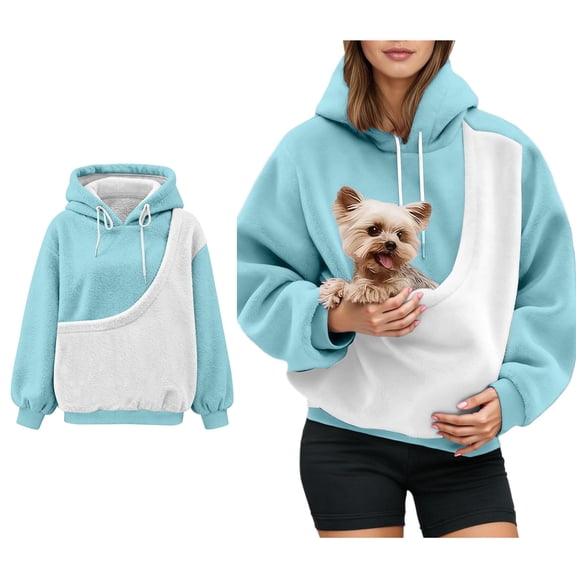 Womens Hoodie With Dog Pouch Pullover Pet Dog Holder Carrier Sweatshirt Creative Long Sleeve Oversized Pocket Kangaroo Hoodie Warm Fall Winter Clothes