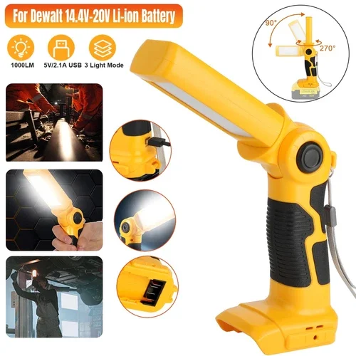 LED Cordless Hand Held Work Area Light For DeWalt 14.4V-20V Max Li-ion Batteries