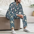thumbnail image 7 of Naloa Cute Rabbit Floral Men’s Pajamas Set - Long Sleeve Button Down Sleep Shirt and Pajama Bottoms Sleepwear Set-XX-Large, 7 of 7