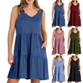 thumbnail image 1 of Gspmoly Robe d'Été, Mode Femmes Été Décontractée Col en V Manches Courtes Taille Haute Robe Mini Robes de Soirée pour Femmes Offres Prime, 1 of 9