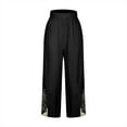 thumbnail image 6 of Penkiiy Trending Now: Women's High-Waisted Linen Pants with Pockets – Elastic Waist Casual Wide Leg Beach & Lounge Wear 2XL Black, 6 of 6