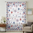 thumbnail image 2 of Independence Day Semi Sheer Curtains Drapes for Living Room, Bedroom, French Doors Window 96 Inches Long, Red Blue Star Firework Wooden Grain Rod Pocket Chiffon Curtain Drapery Voile Draperies Panel, 2 of 8