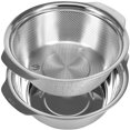 thumbnail image 1 of Ensemble de 2 Passoires en Acier Inoxydable avec Bol Mélangeur, Passoire de 2,7 Litres, Passoire Portable Réutilisable Micro Perforée pour Fruits Légumes Pâtes, 1 of 8