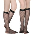 thumbnail image 2 of CHUNTIAN Sox Womens Fishnet Knee High Socks Girls Hollow Out Black Lace Stockings Sexy Sheer Mesh Trouser Socks Calf Sock, 2 of 7