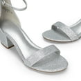 thumbnail image 5 of BURUDANI Women's Open Toe Low Pump Sandal Ankle Strap Buckle Block Heel Sandals Silver-Glitter Size 8, 5 of 9