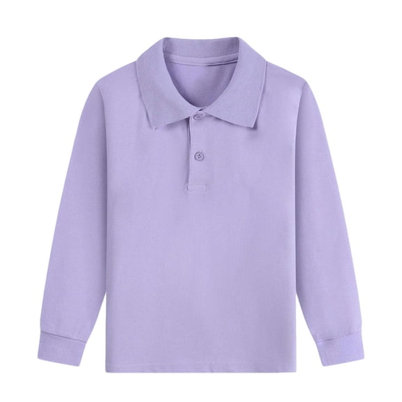 ZBSOKO Girls Long Sleeve Shirts Cotton Stretch Two Button Classic Shirt Solid Color Regular Fit Tops for Outdoor Daily Wear School Uniform