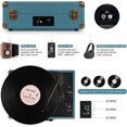 thumbnail image 3 of ZJQYDS Vinyl Record Player 3-Speed Bluetooth Suitcase Portable Belt-Driven Record Player with Built-in Speakers RCA Line Out AUX in Headphone Jack Vintage Turntable Coral Blue, 3 of 14