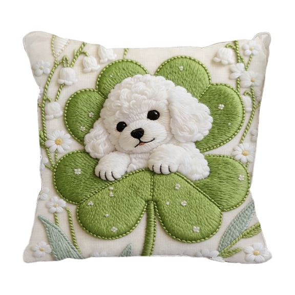 HuiXinOu Spring Animal Print Pillow Cover 16x16in, Cute Imitation Embroidery Design, Decorative Sofa Cushion Cover for Living Room, Seasonal Home Decor