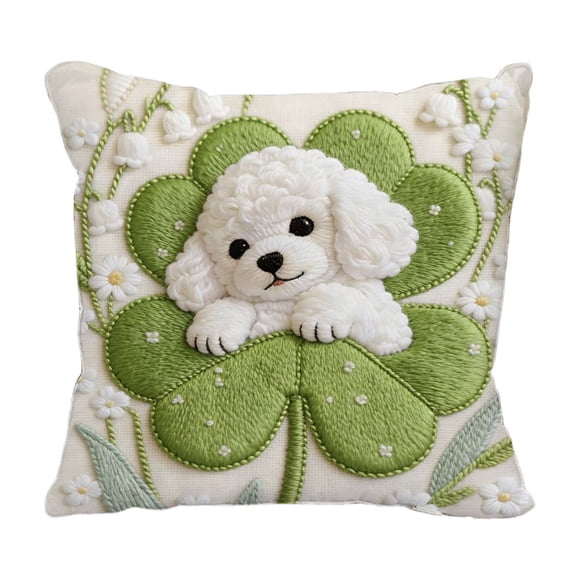 SIYTUAU Decorative Flock Pillow Case Featuring Cute Animal Patterns Imitation Embroidery Design For Sofa Cushion Cover And Holiday Decor 15.75X15.75 Inches