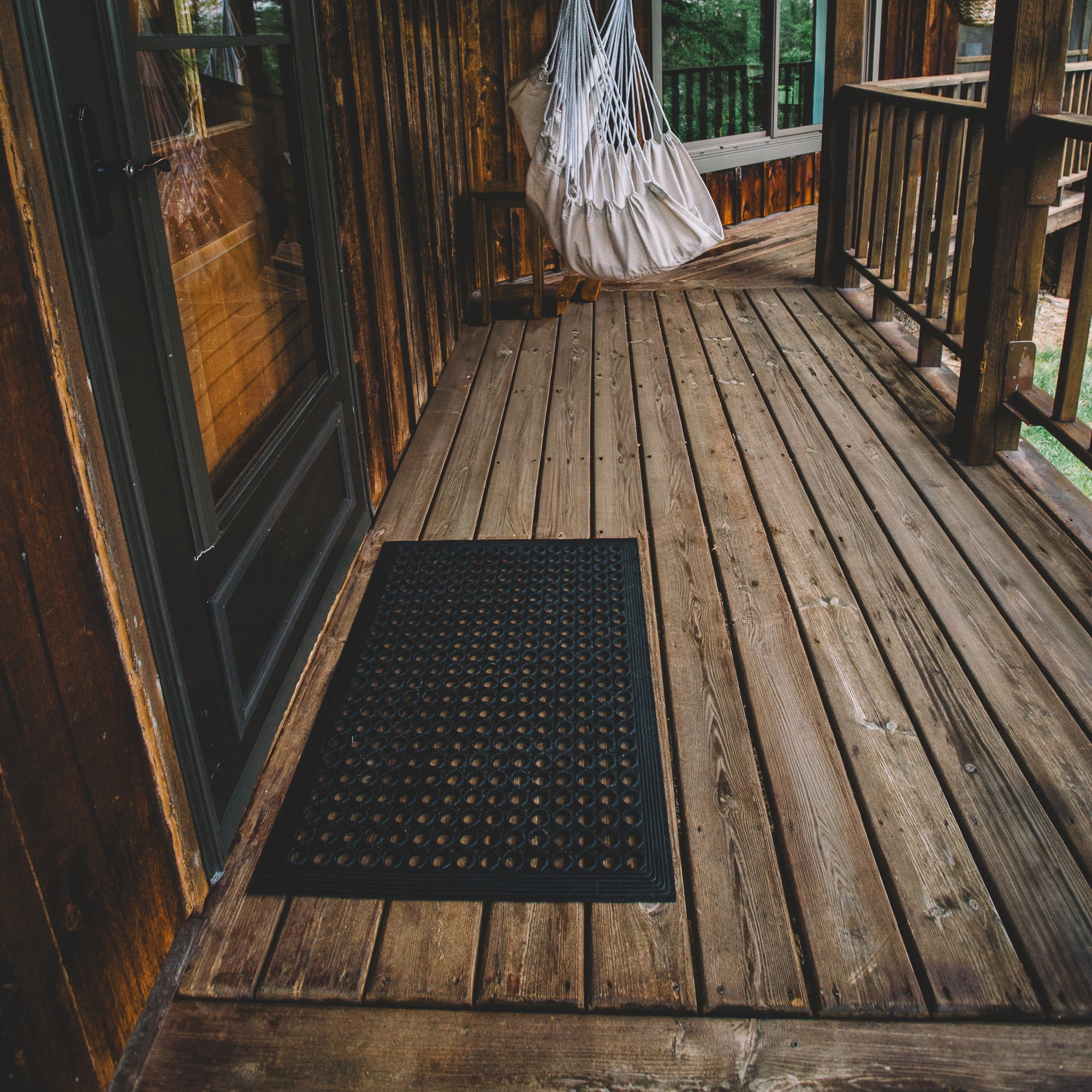 Backyard Expressions 24" x 36" Outdoor Rubber Drainage Mat, Heavy Duty Non Slip Floor Mat with Holes, Indoor Outdoor Door Mat for Entryway, Patio, Garage, Kitchen, Pool & Wet Areas, Black