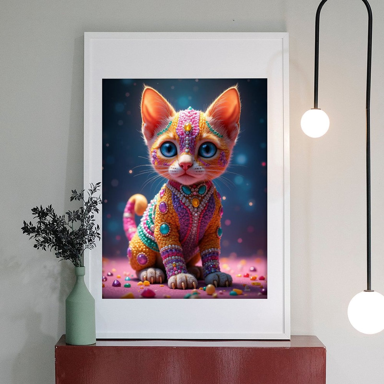 Diamond Art Kits for Adults - 5d Colorful Gem Adorned Feline Decor Diamond Painting for Adults, Diamond Art for Adults Beginners, Diamond Painting Kits for Adults for Home Wall Decor