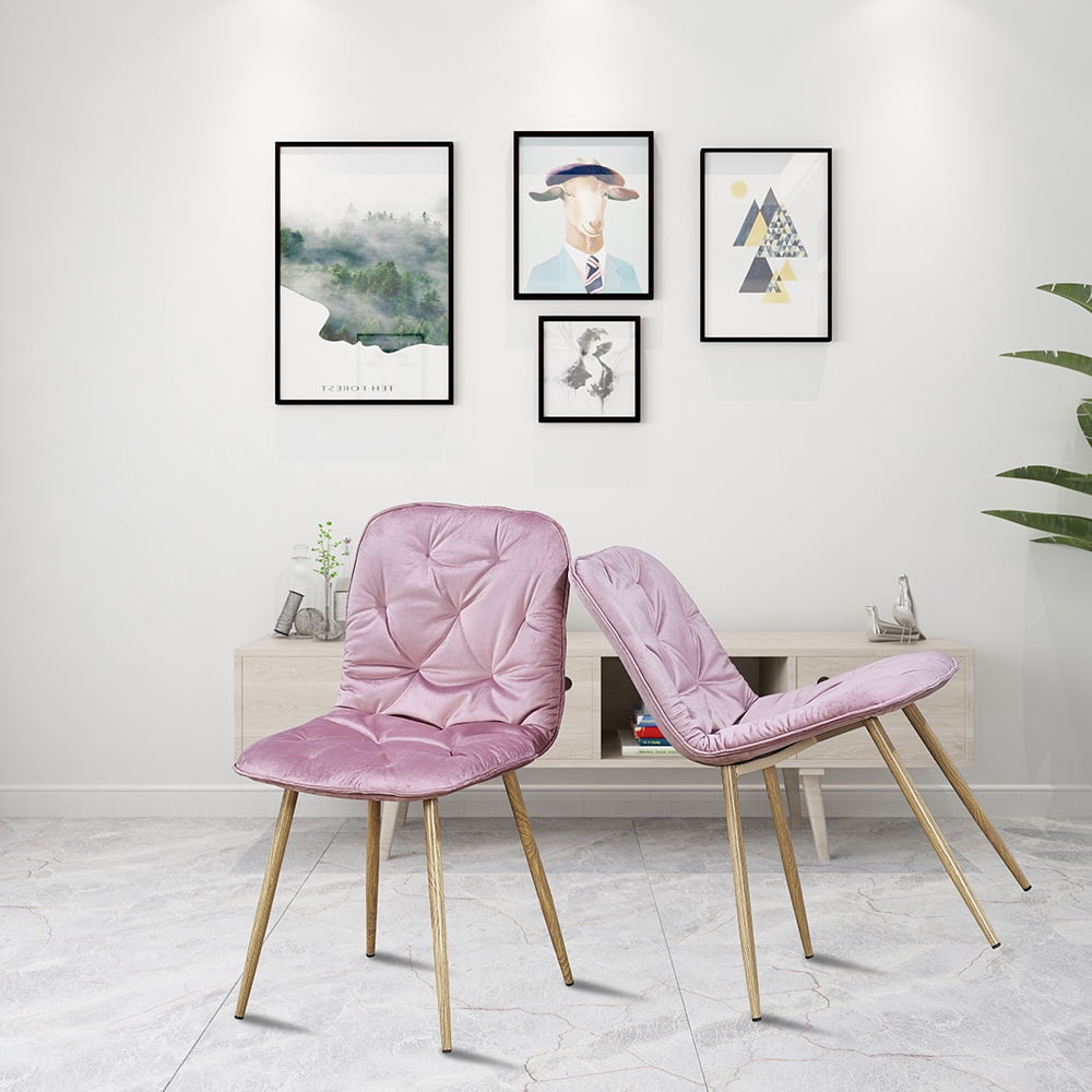 Kepooman Modern Pink Dining Chairs Set of 4, Leisure Chic Velvet Chairs with Metal Legs and Padded Seat&Back, Side Chairs for Makeup/Bedroom/Kitchen/Living Room/Cafe Kepooman Modern Pink Dining Chairs Set of 4, Leisure Chic Velvet Chairs with Metal Legs and Padded Seat&Back, Side Chairs for Makeup/Bedroom/Kitchen/Living Room/Cafe