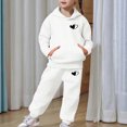 thumbnail image 2 of JAJAHO Girls Sweatsuit 2 Piece Outfits Heart Printed Long Sleeve Hoodie And Sweatpants Jogger Set For Kids 2-13Y, 2 of 7