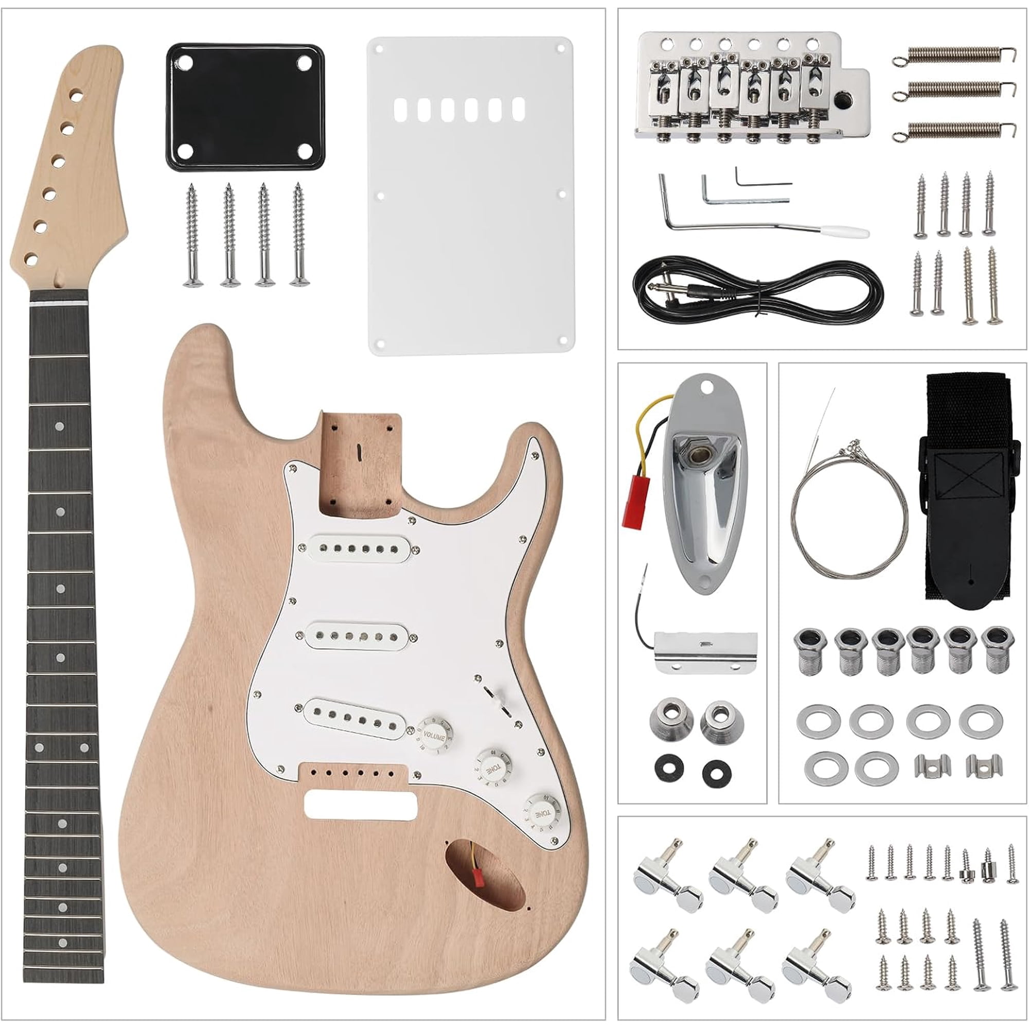 BoldGear DIY Guitar Kit with Mahogany Body, 6 String DIY Electric Guitar Kit with Maple Neck & Classic Design, Easy Installation & Full Equipment to Build Your Own Guitars (KST)