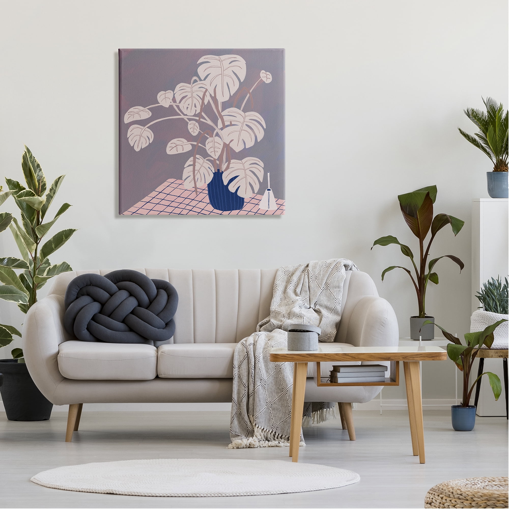 Stupell Casual Monstera Patterned Leaves Botanical & Floral Painting Gallery Wrapped Canvas Print Wall Art