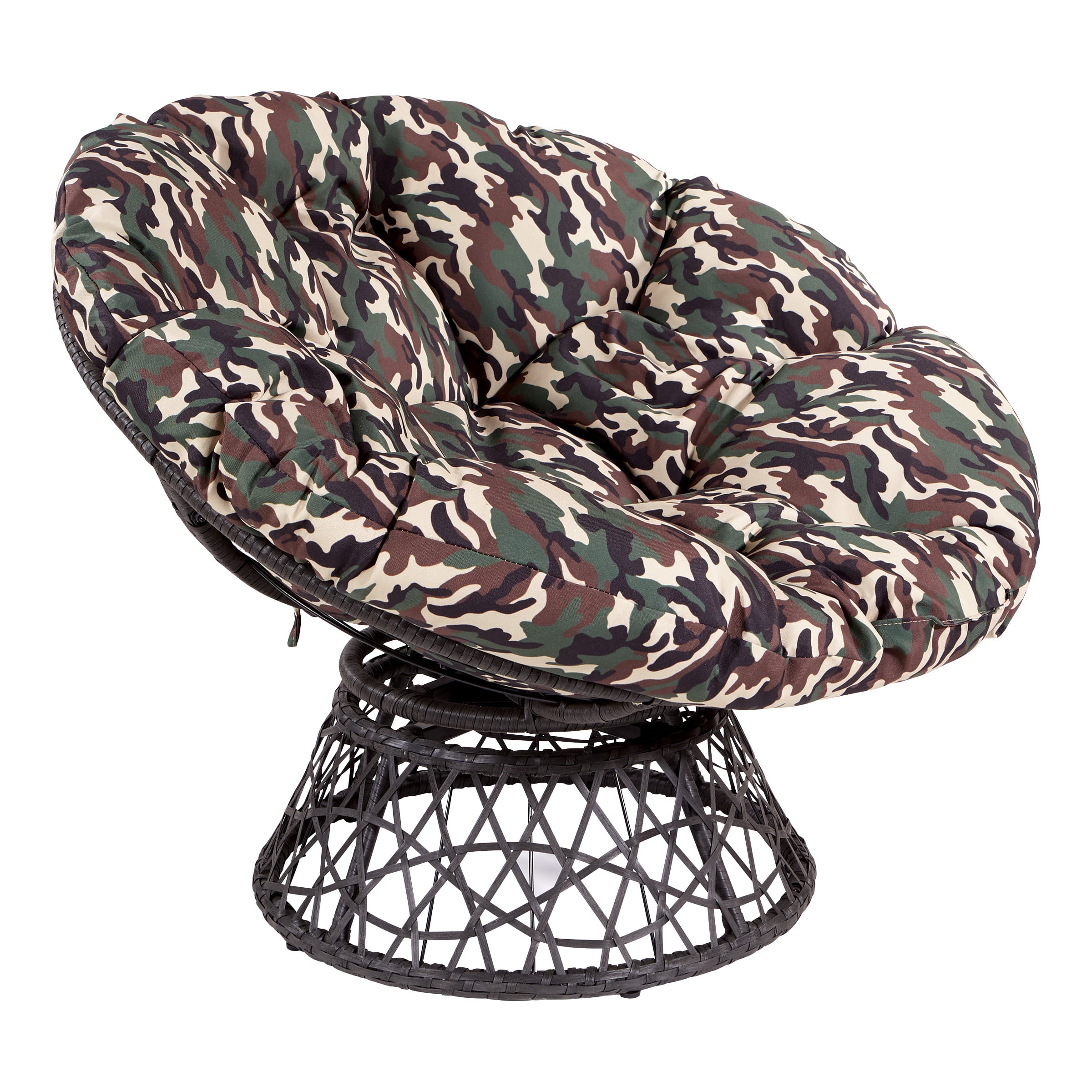 OSP Home Furnishings Papasan Chair with Camo cushion and