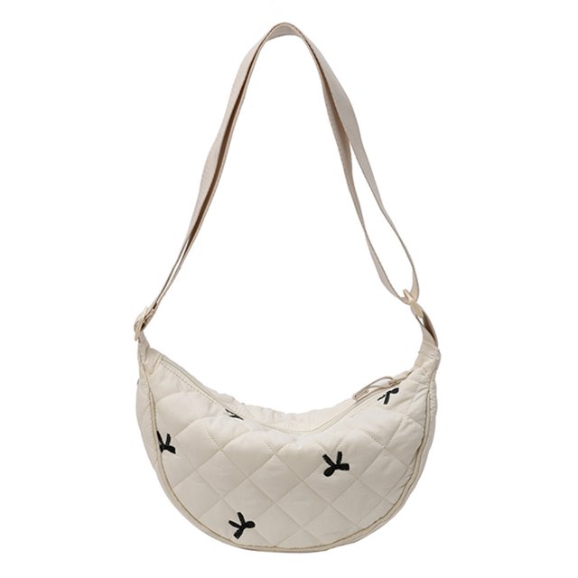 Bolso Mensajero Diario Cruzado Crossbody Fashion Hobo Bag Bow Back Acolchado Hombro Gran Capacidad Correa Ajustable Bolsillo