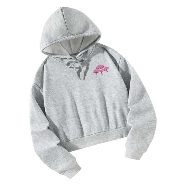 Sudadera con capucha con cordon para mujer sueter corto informal gris de corte holgado sudadera para correr adolescentes ninas mujeres entrenami XL Bodega Aurrera en linea