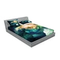 thumbnail image 2 of Ambesonne Space Fitted Sheet & Pillow Sham Set, Spiral Galaxy and Planets, Queen, Teal Blue Yellow, 2 of 2