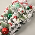 thumbnail image 5 of Christmas Artificial Wreath Flocking Snow Covered Rattan Upside Down Tree Red Bowknot Ribbon Scene Layout Shiny Balls Xmas Door, 5 of 8