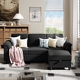 thumbnail image 3 of Walsunny 79" Convertible Sectional Sofa, L Shaped Sofa Couch with Reversible Chaise for Living Room Modern Linen Fabric for Living Room, Black, 3 of 9