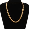 thumbnail image 5 of Mens Miami Cuban Link Bracelet Chain Necklace 18k Gold Plated Stainless Steel, 5 of 5
